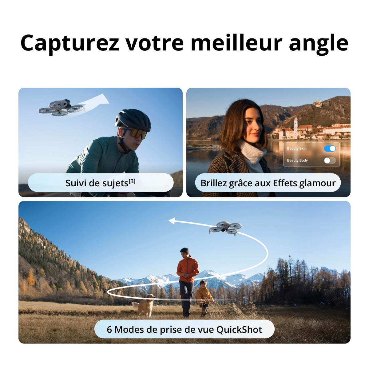 DJI Flip, Drone Caméra 4K UHD pour adultes, < 249 g, Stabilisation de la Nacelle à 3 axes, Transmission vidéo sur 13 km, Décollage palmaire, Retour automatique, Temps de vol de 31 min, Vol intelligent