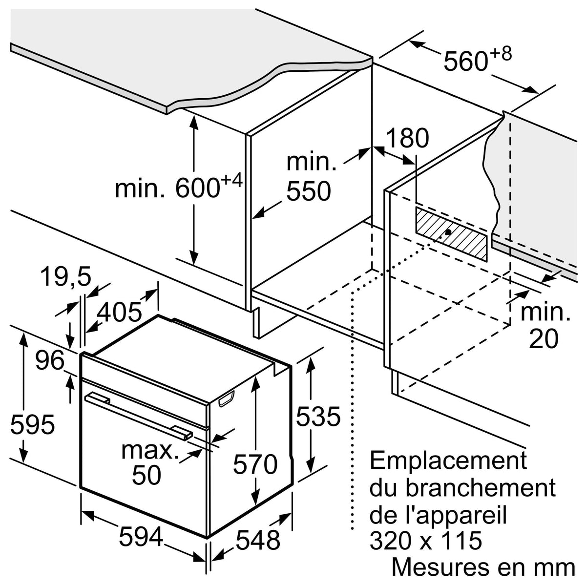 Bosch HBA553BA3F, Série 4, Four, Encastrable, Noir
