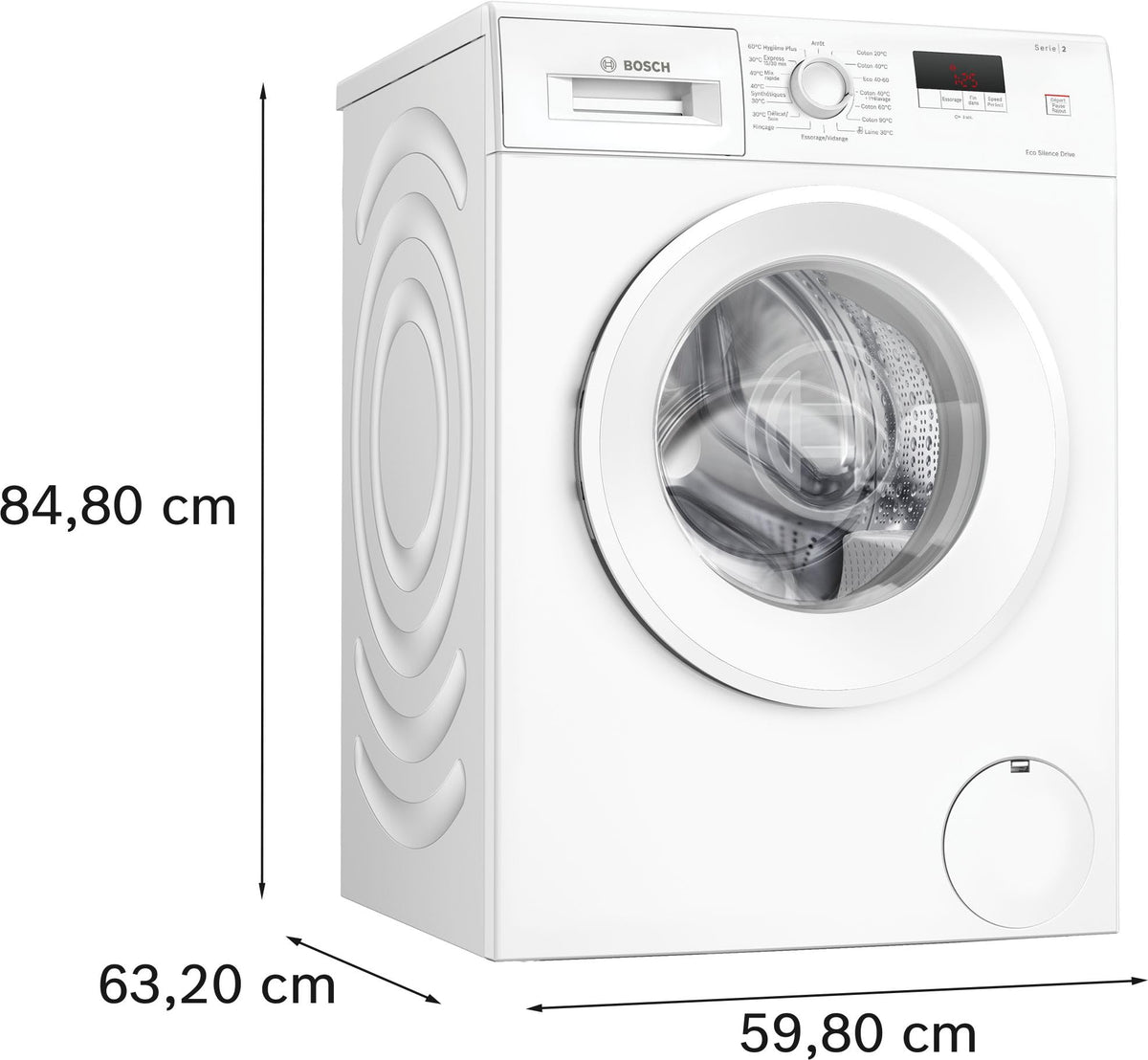 Bosch WGE03207FR, Lave-linge Pose-libe, Série 2, 8 kg, 1200 trs/min, 47l- Blanc