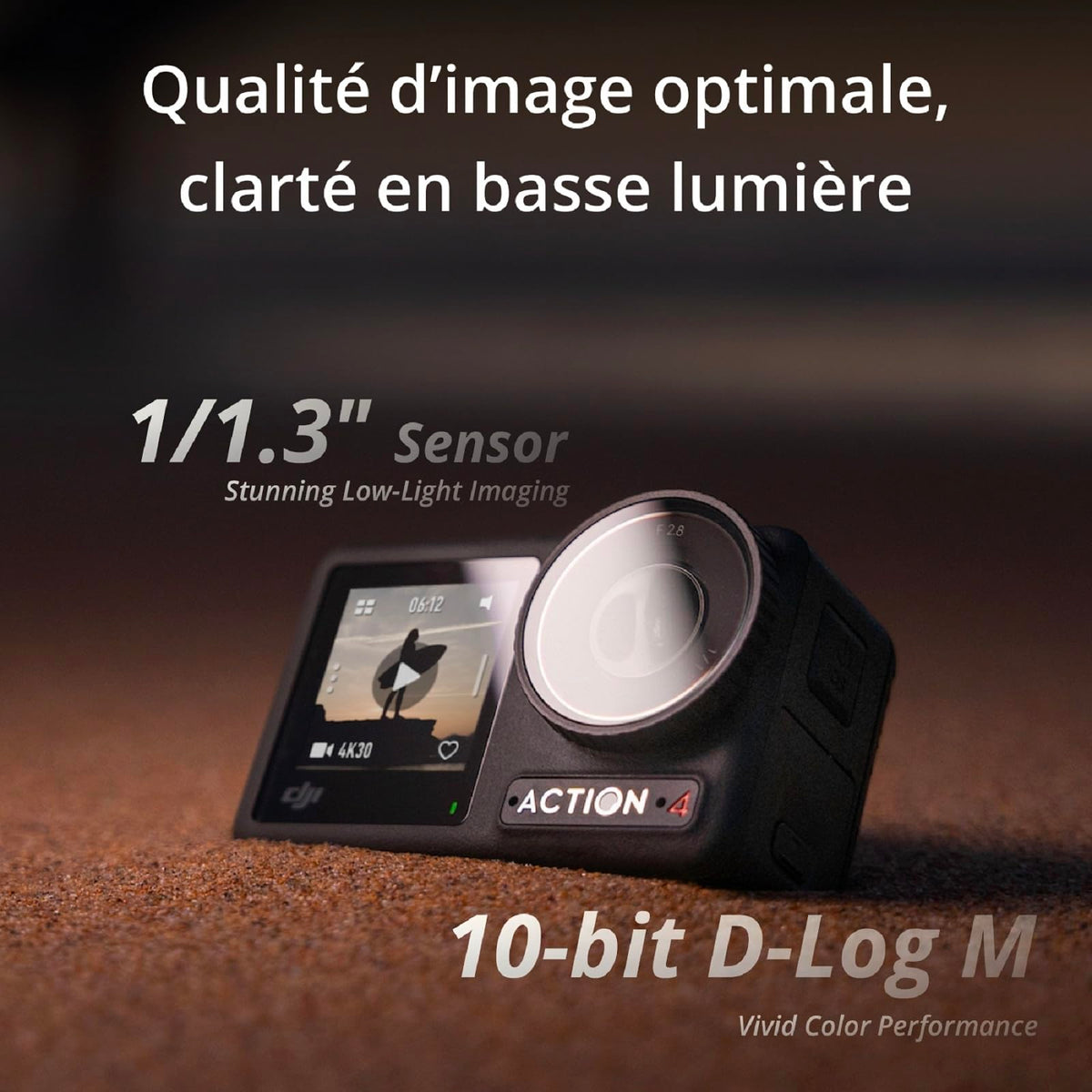 DJI Bundle Osmo Action 4 Essentiel - Caméra d’Action étanche 4K/120 IPS avec capteur 1/1,3 Pouce, des Images saisissantes en Basse lumière, des Couleurs D-Log M 10 Bits, Batterie 1 770 mAh prolongée