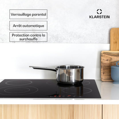 Klarstein Plaque Induction 6500W, Plaque de Cuisson Electrique à Induction, Plaque Induction Encastrées 4 feux, Tables de Cuisson, Plaques chauffantes ThermoBoost, Rechaud Electrique pour la Cuisine