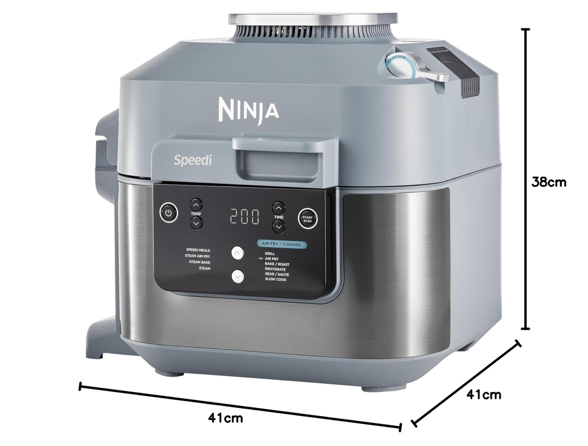 Ninja Speedi 10-en-1 Cuiseur rapide, Air Fryer, Friteuse à air et Multicuiseur, 5.7L, Repas pour 4 en 15 minutes, Vapeur, Gril, Cuire au four, Rôtir, Saisir, Mijoter et plus, Gris Sel de Mer, ON400EU