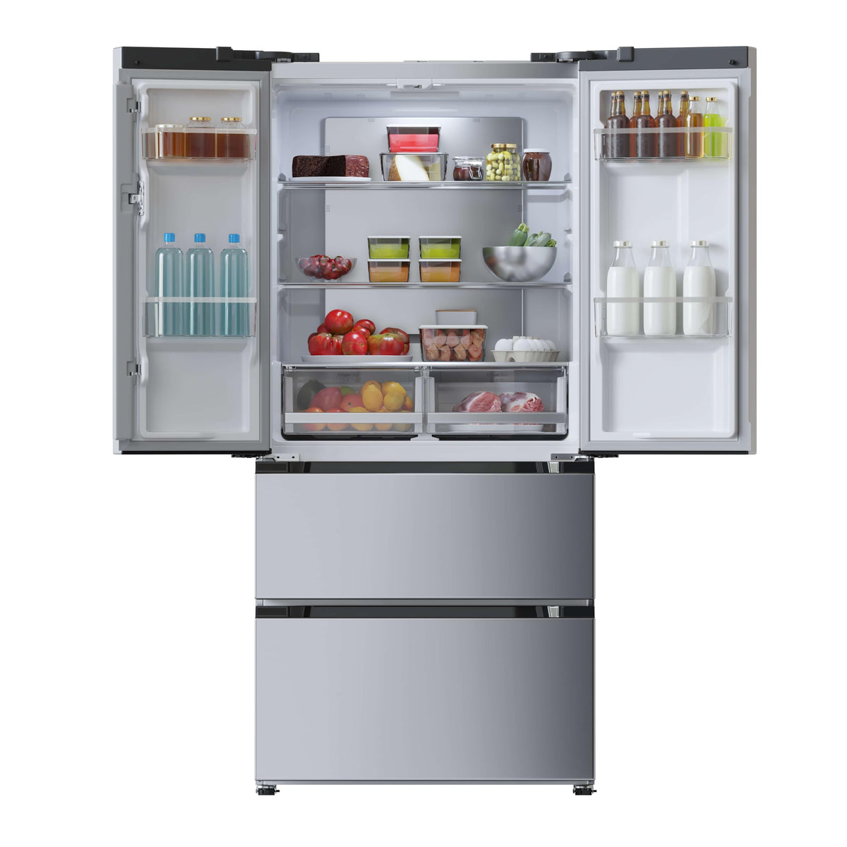 Cecotec Réfrigérateur Porte Française Inox 436L Bolero CoolMarket FD 436 Inox E, 183 x 83,6 cm, Basse Consommation, Compresseur Inverter Plus, Total No Frost, MultiAirFlow et Mode Vacances