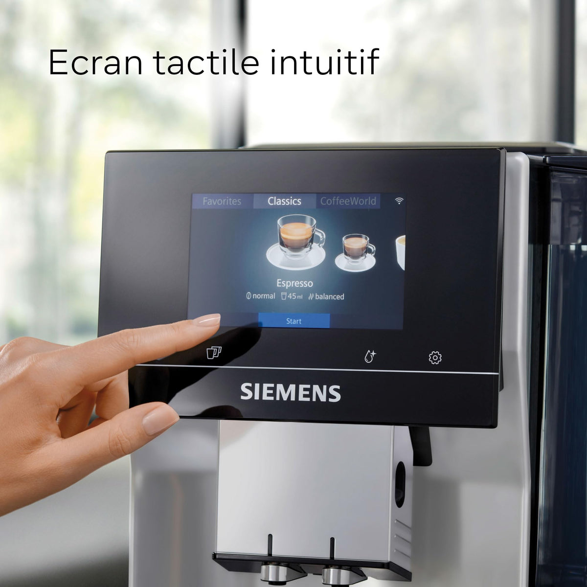SIEMENS EQ700 classic TP715E17 Machine à café automatique avec contrôle par application, infusion à froid, écran tactile, jusqu'à 10 créations de café favorites, nettoyage automatique à la vapeur