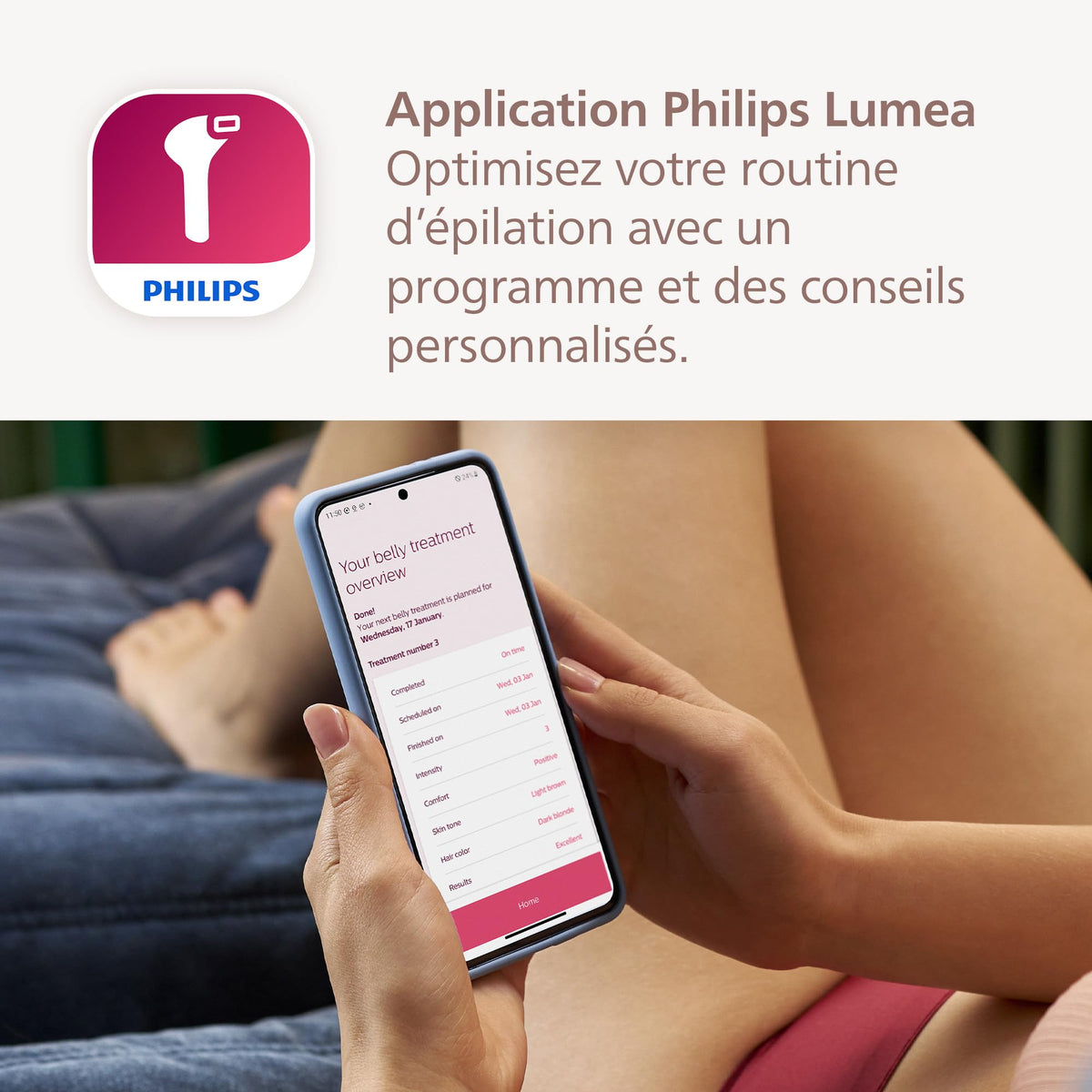 Philips Lumea série 8000, Épilateur à lumière pulsée, alternative à l'épilation laser, technologie SenseIQ, 4 accessoires pour le corps, le visage, le maillot et les aisselles, modèle BRI948/00
