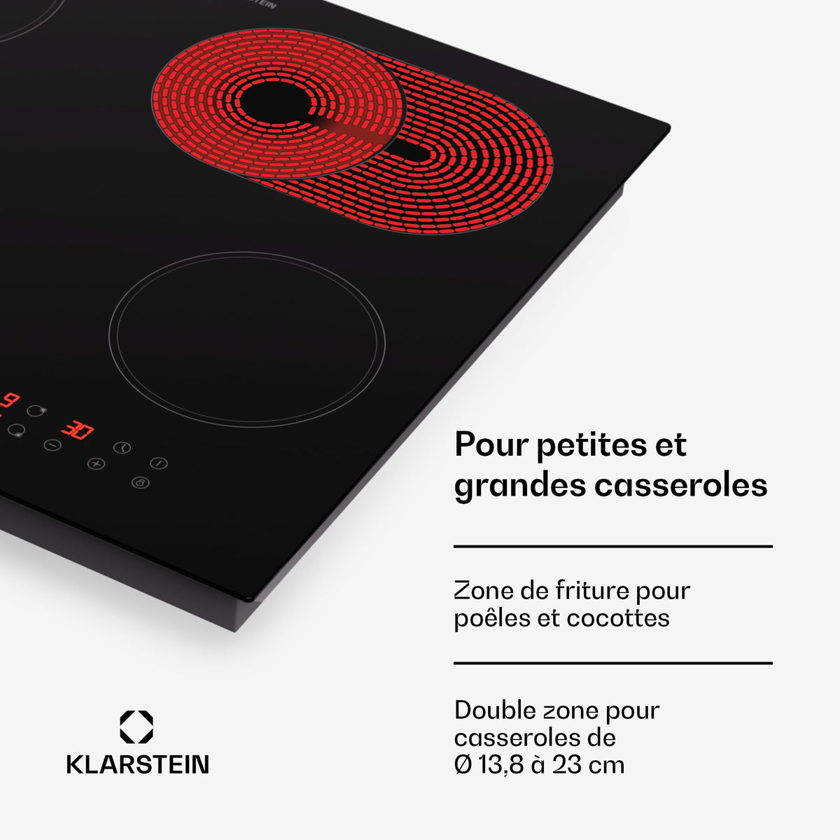 Klarstein Plaque Induction 6500W, Plaque de Cuisson Electrique à Induction, Plaque Induction Encastrées 4 feux, Tables de Cuisson, Plaques chauffantes ThermoBoost, Rechaud Electrique pour la Cuisine