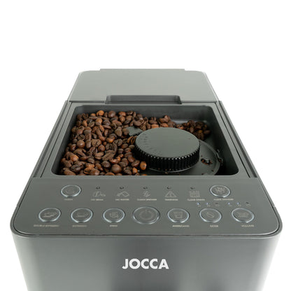Jocca Cafetière super automatique 20 bars, 1 350 W, réservoir 1,5 l, moulin intégré 15 niveaux, vaporisateur à lait, fonctions expresso, double expres