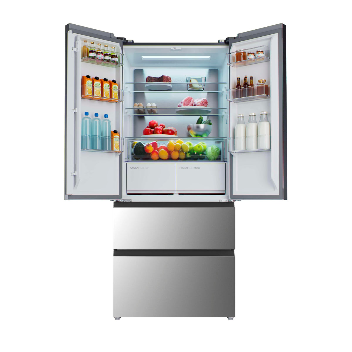 Cecotec Réfrigérateur Porte Française de 4 Portes Semi-Intégrable 458L Total No Frost Bolero CoolMarket F2D 458 SBI Inox E, Hauteur 189 cm et 83 cm Largeur, MetalFlexCooling, Compresseur Inverter