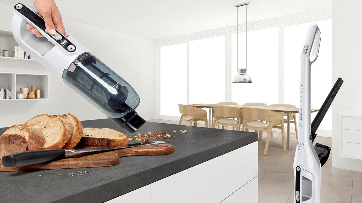 Bosch Flexxo 25.2V Série I 4 – Aspirateur Rechargeable sans Fil 2 en 1, aspirateur Balai et aspirateur à Main, autonomie de 55 Min, avec la Technologie Bosch Lithium-ION, Couleur Blanc