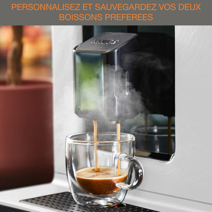 Machine cappuccino et expresso automatique KRUPS Evidence Eco-Design, goût exceptionnel, Quattro Force, boissons à base de lait grâce au système One-Touch, 8boissons préréglées, EA897A