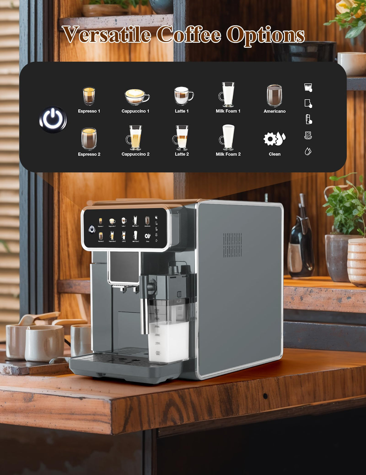 Machine à Expresso entièrement Automatique, broyeur de café électrique avec broyeur à 3 Niveaux intégré, Fonction d'auto-Nettoyage 12 Tasse de café po