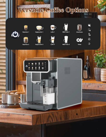 Machine à Expresso entièrement Automatique, broyeur de café électrique avec broyeur à 3 Niveaux intégré, Fonction d'auto-Nettoyage 12 Tasse de café po