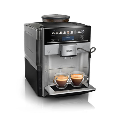 Siemens Set, machine à café tout automatique, EQ6 plus s500, aromaDouble Shot, système autoMilk Clean, gris/noir TE655203RW + BRITA Intenza filtre à eau TZ70003