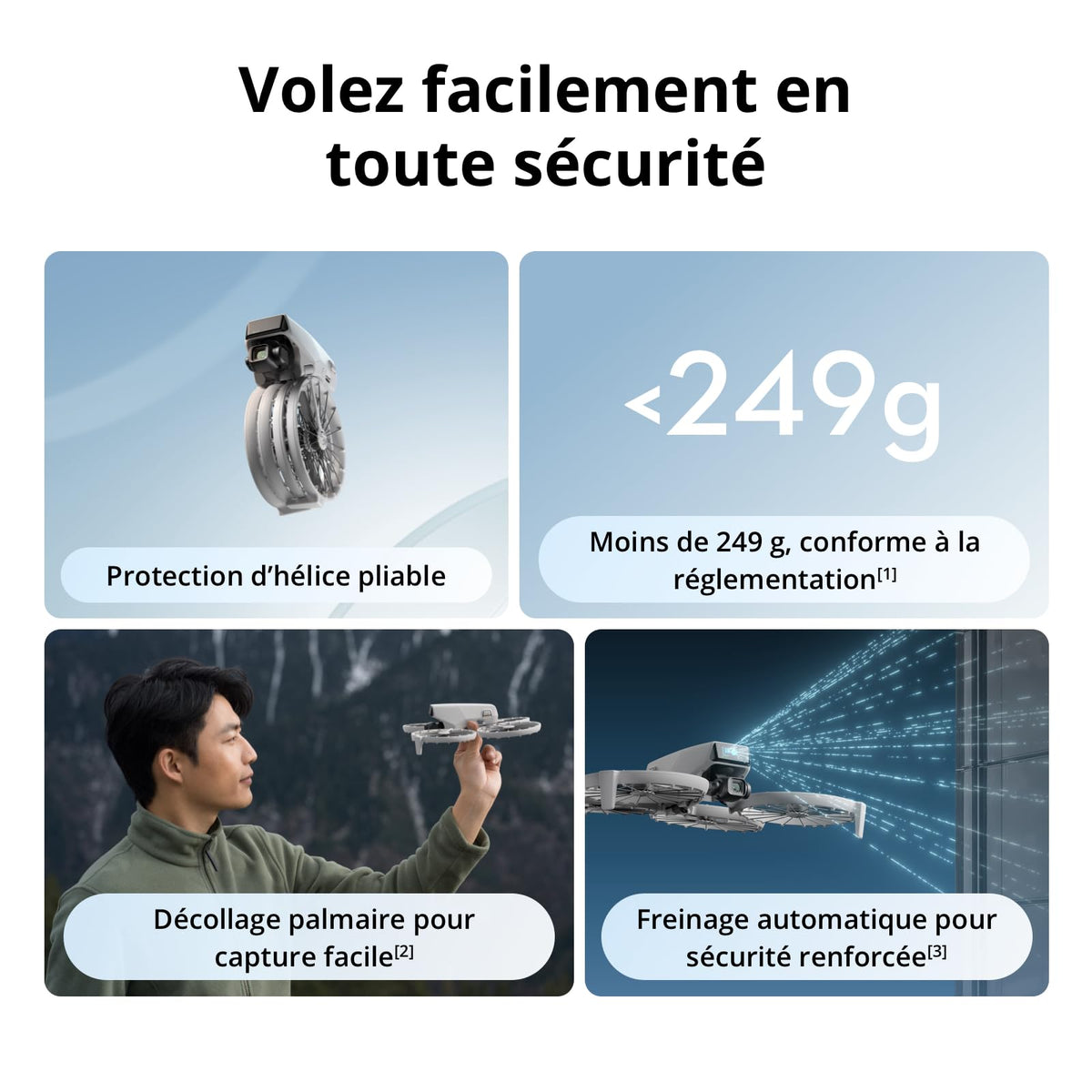 DJI Flip, Drone Caméra 4K UHD pour adultes, < 249 g, Stabilisation de la Nacelle à 3 axes, Transmission vidéo sur 13 km, Décollage palmaire, Retour automatique, Temps de vol de 31 min, Vol intelligent