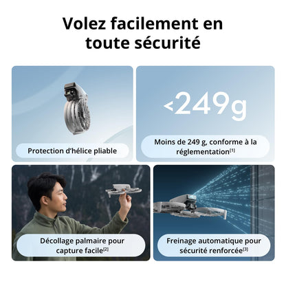 DJI Flip, Drone Caméra 4K UHD pour adultes, < 249 g, Stabilisation de la Nacelle à 3 axes, Transmission vidéo sur 13 km, Décollage palmaire, Retour automatique, Temps de vol de 31 min, Vol intelligent