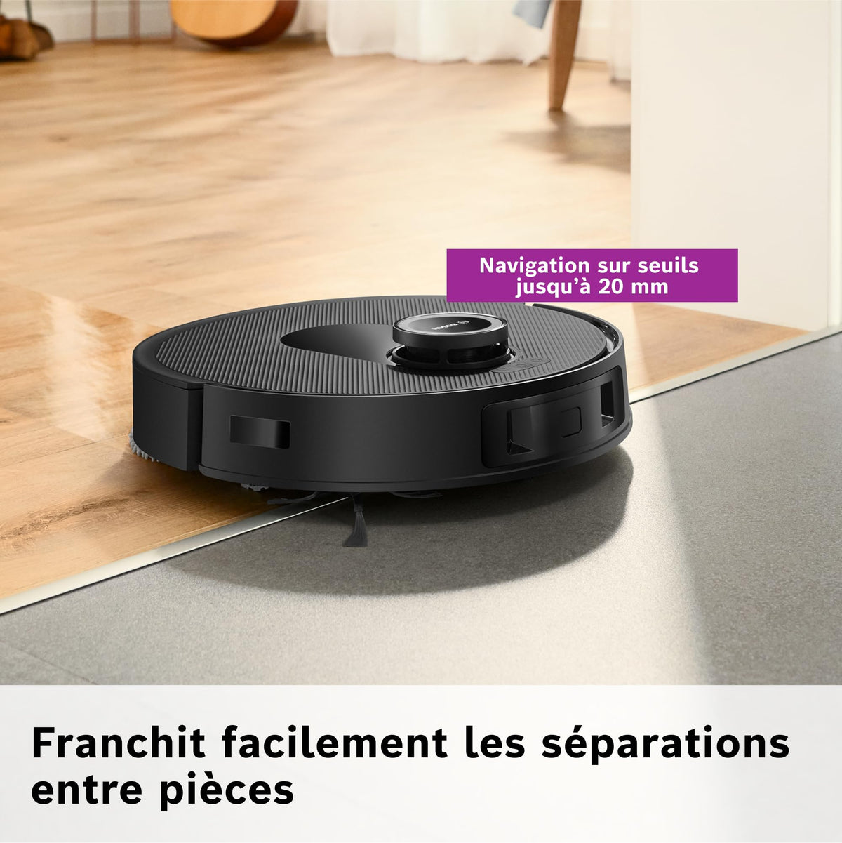 Bosch Spotless Max BCRDW3B, Robot aspirateur-Laveur avec caméra Smart Vision, serpillère rotative, 11 000 Pa, Station de Service sèche-Humide, Application Home Connect, Noir