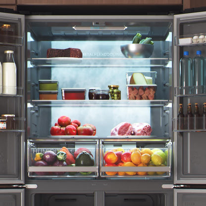 Cecotec Réfrigérateur 4 Portes No Frost Bolero CoolMarket 4D 503 Inox E, 503L, Hauteur 177,5 cm et 85,3 cm Largeur, MetalFlexCooling, Compresseur Inve
