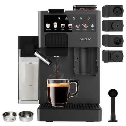 Cecotec Cafetière à Capsules Freestyle Grind & Latte. 1400W, 20 Bars, Multi-capsules, Café en Grains 40g, Moulin Conique, Réservoir d'Eau 1,6L, 300ml