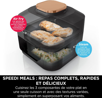Ninja Speedi 10-en-1 Autocuiseur rapide, Air Fryer, Friteuse à air et Multicuiseur, 5.7L, Repas pour 4 en 15 minutes, Vapeur, Gril, Cuire au four, Rôtir, Mijoter et plus, Noir et Cuivre ON400EUCP