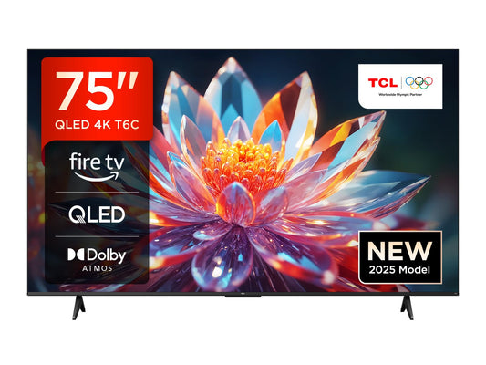 TCL 75T6C Fire TV 75 Pouces QLED 4K UHD Smart TV, HDR (Multi-Format), Dolby Atmos, Motion Clarity, Game Master, vocale Alexa