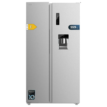 Cecotec Réfrigérateur Américain Bolero CoolMarket SBS 559 Inox E, 559 L, 177 cm x 90 cm, Classe E, Système Multi Air Flow, Total No Frost, Moteur Inve