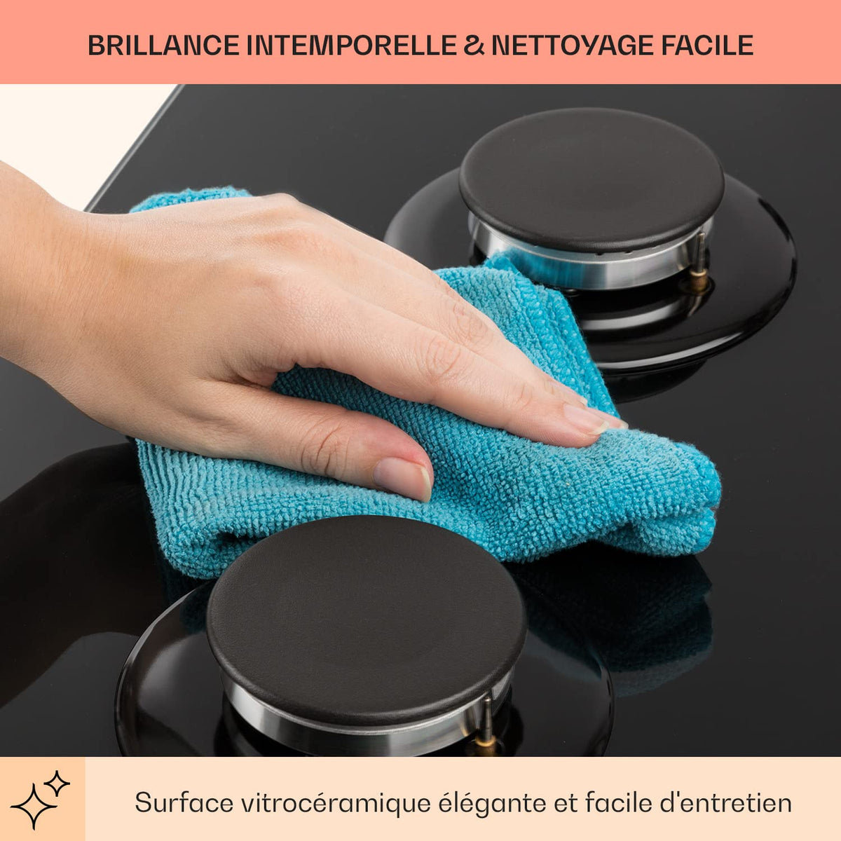 Klarstein Tables/Plaque/Gaziniere de Cuisson à Gaz à 5 Brûleurs, Table de Cuisson Encastrable à 5 Feux de 11100W, en Acier Inoxydable, Cuisinières GPL