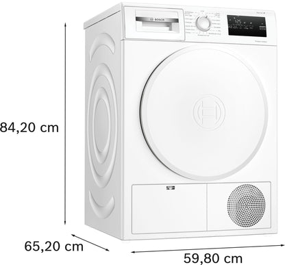 Bosch WTH8300DFR, Série 4, Sèche linge, Pompe à chaleur, 8 kg, Blanc