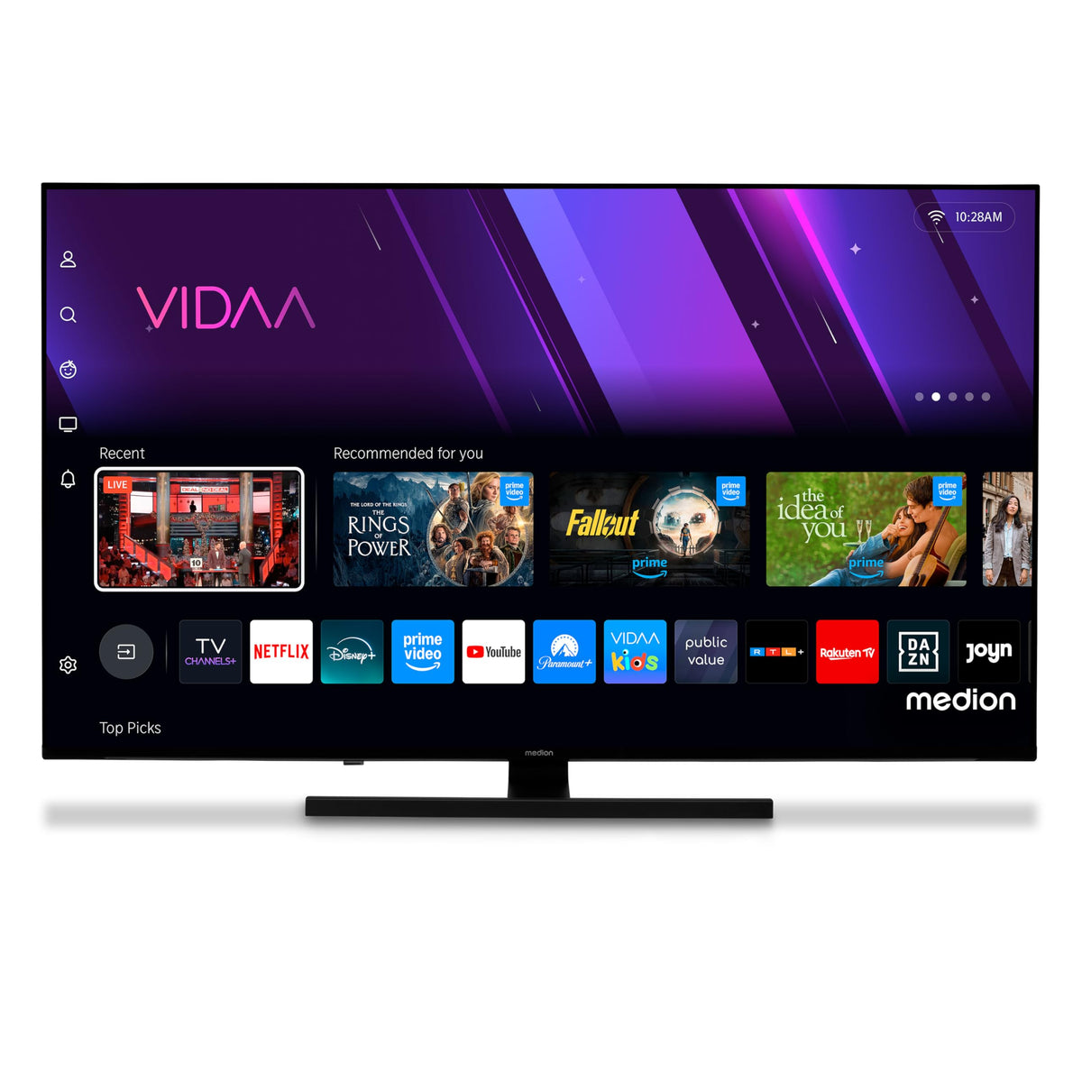 MEDION TV 50 Pouces 4K (125,7 cm) QLED Television (Smart TV 4K, Dolby Vision HDR, VIDAA Store, Prime Video, Disney+, DAZN, Paramount+, DTS X, Dolby Atmos, PVR, Bluetooth, MD 850600)