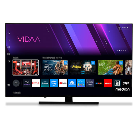 MEDION TV 50 Pouces 4K (125,7 cm) QLED Television (Smart TV 4K, Dolby Vision HDR, VIDAA Store, Prime Video, Disney+, DAZN, Paramount+, DTS X, Dolby Atmos, PVR, Bluetooth, MD 850600)