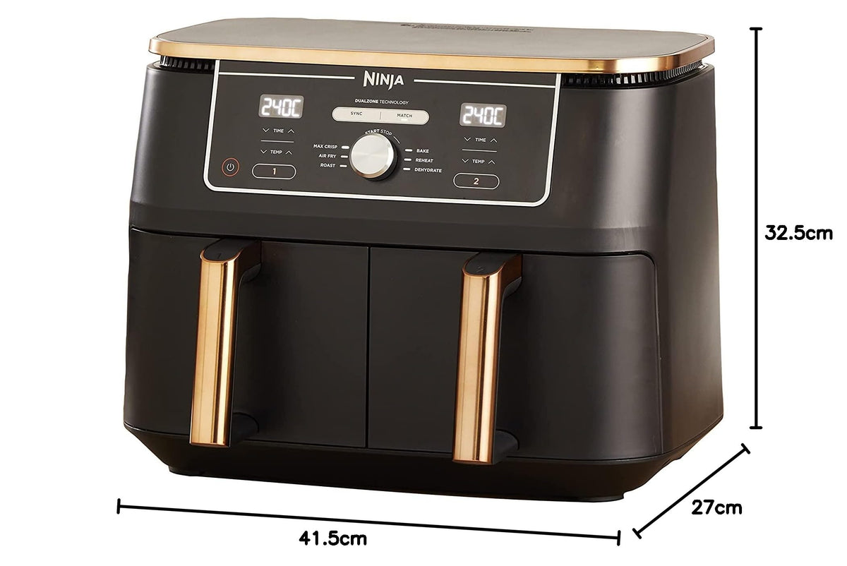 Ninja Foodi MAX Dual Zone Air Fryer, Friteuse sans huile, 2 tiroirs, 9,5 L, 6-en-1 (Air Fry, Max Crisp, rôtir, cuire, réchauffer, déshydrater), exclus