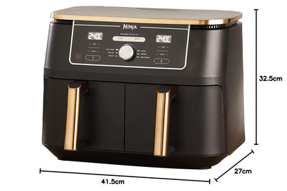 Ninja Foodi MAX Dual Zone Air Fryer, Friteuse sans huile, 2 tiroirs, 9,5 L, 6-en-1 (Air Fry, Max Crisp, rôtir, cuire, réchauffer, déshydrater), exclus