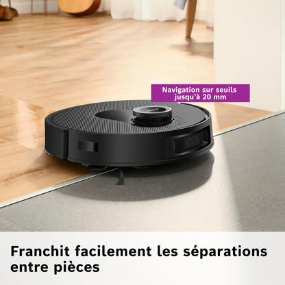 Bosch Spotless Max Cam BCRDW3BX, Robot aspirateur-Laveur avec caméra Smart Vision, serpillère rotative, 11 000 Pa, Station de Service sèche-Humide, Application Home Connect, Noir