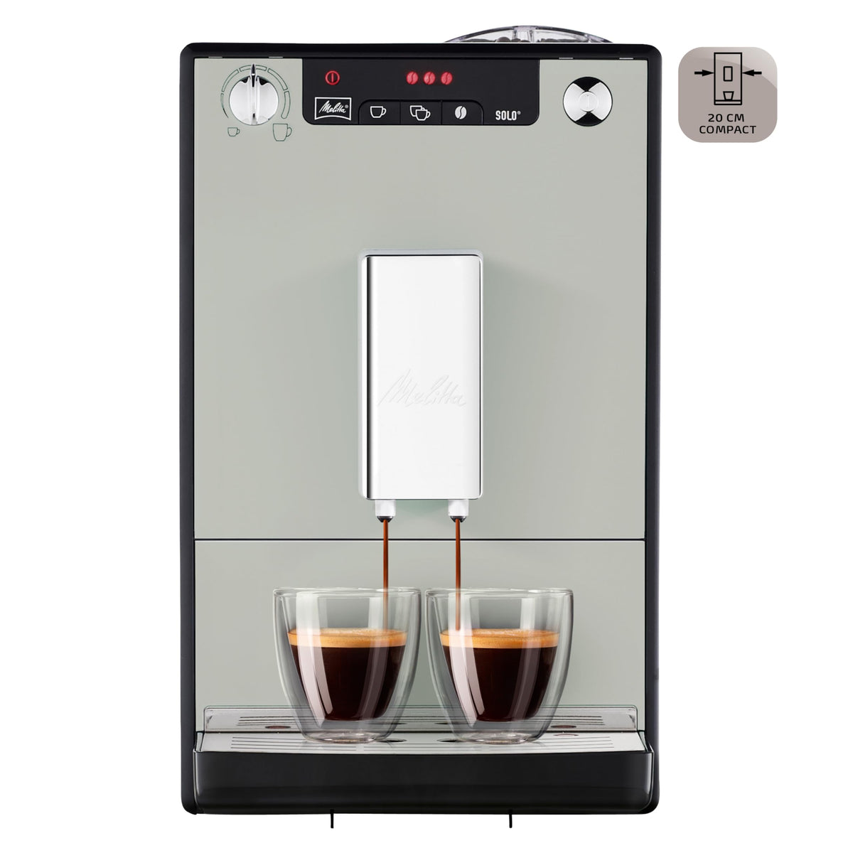 Melitta Solo Sandy Grey, Machine à Café à Grains avec Broyeur et Système d'Extraction des Arômes, Affichage LED, Mode 1 à 2 Tasses, Expresso, Automatique, E950-777, 1400W