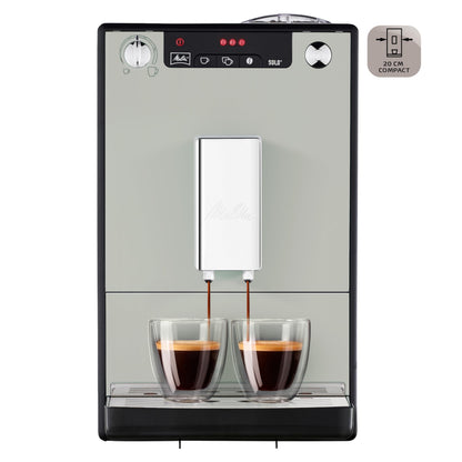 Melitta Solo Sandy Grey, Machine à Café à Grains avec Broyeur et Système d'Extraction des Arômes, Affichage LED, Mode 1 à 2 Tasses, Expresso, Automatique, E950-777, 1400W