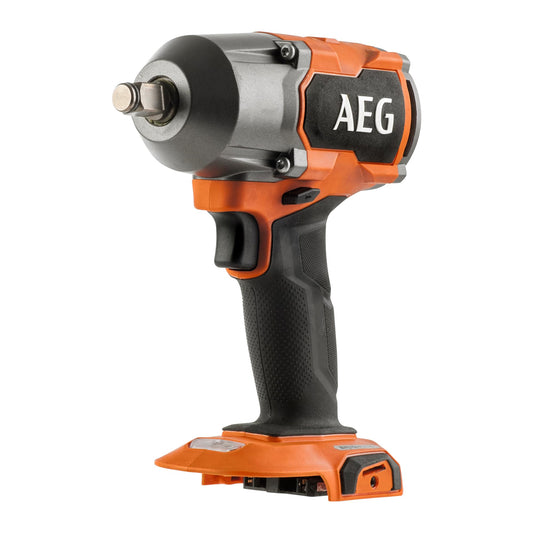 AEG - Boulonneuse à Chocs Sans Fil - Couple jusqu'à 785 Nm - 4 Modes dont 1 Autostop - Moteur Brushless - Revêtement Softgrip et Crochet de Ceinture - Compatible Batterie Pro18V - BSS18MTF12BL-0