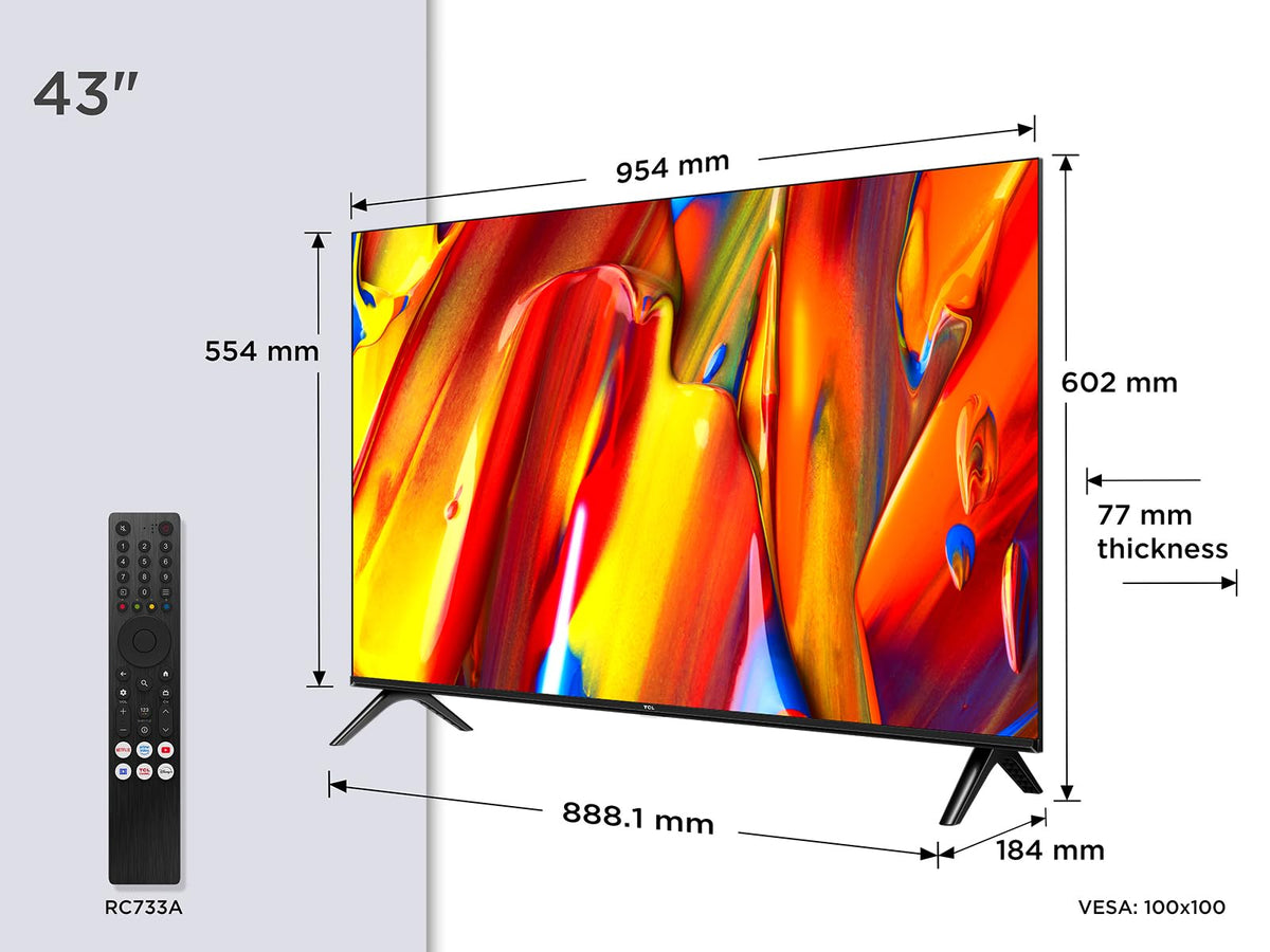 TCL 43V5C – TV QLED Direct LED Smart Full HD 43" avec Android TV & HDR - Compatible avec Google Cast & Google Home, Design Mince