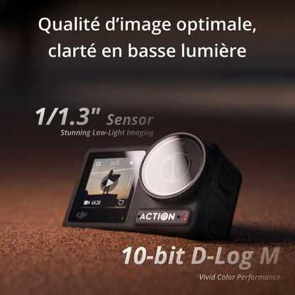 DJI Bundle Osmo Action 4 Aventure - Caméra étanche 4K/120 IPS, capteur 1/1,3 Pouce, D-Log M 10 Bits, FOV Ultra Large 155º, Jusqu’à 7 Heures 30 Min avec Trois Batteries supplémentaires pour vlogging