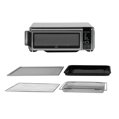 Ninja Foodi Four Multifonctions 8-en-1, Mini four portable, surfaces de travail, four multifonctions avec 8 fonctions de cuisson ; Air Fry, Rôtir, Griller, Cuire et plus encore. Argent/Noir SP101EU