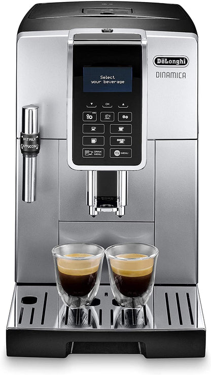 De'Longhi Dinamica, Machine expresso avec broyeur, ECAM 350.35 SB, 2L,Argent et Noir & DLSC060 Pichet à lait 350ml, Acier Inoxydable