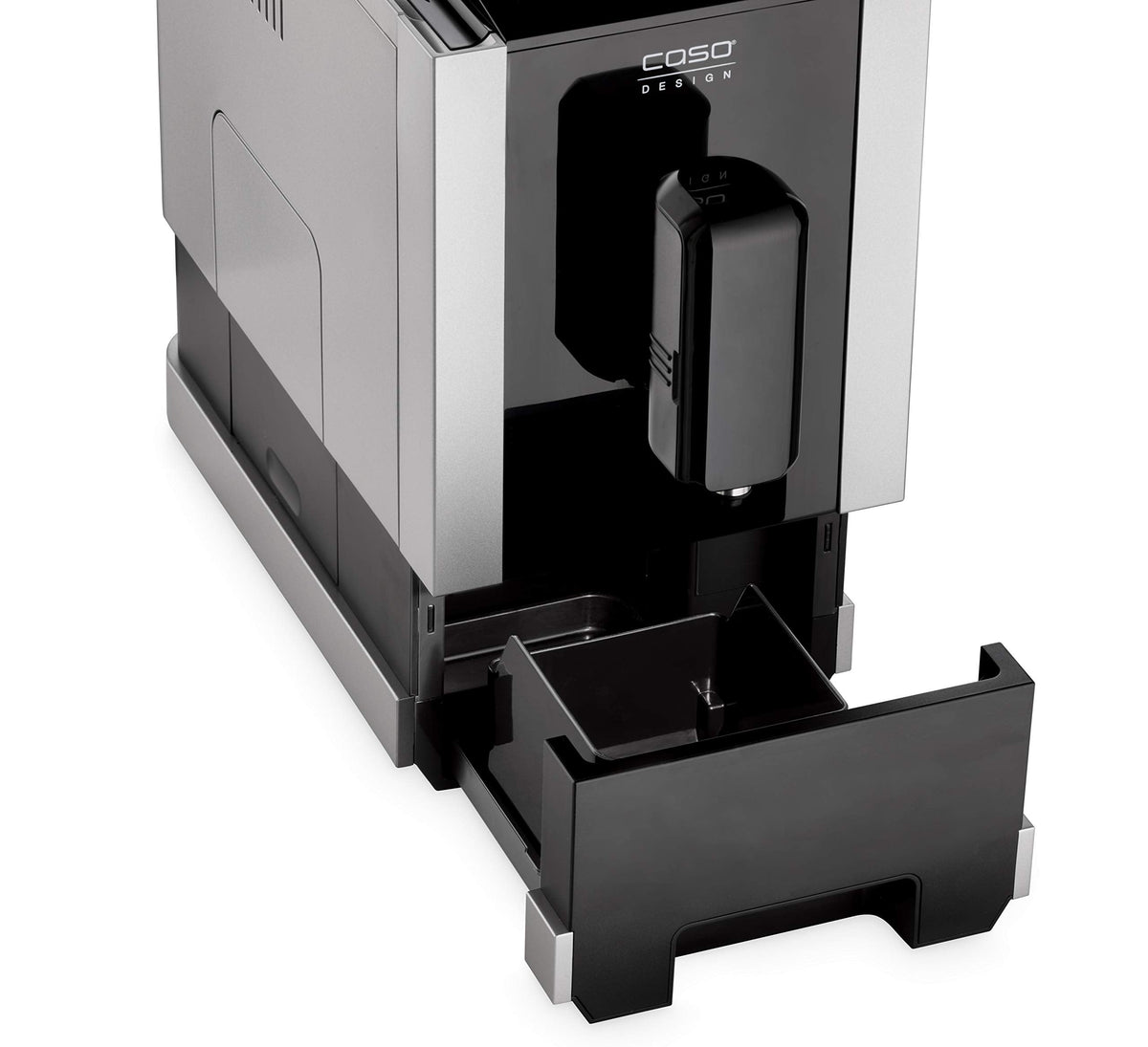 CASO Café Crema Touch Machine à café automatique design avec tuyau et réservoir à lait, broyeur conique réglable en continu, prêt à l'emploi, toutes les spécialités de café par toucher, noir, acier