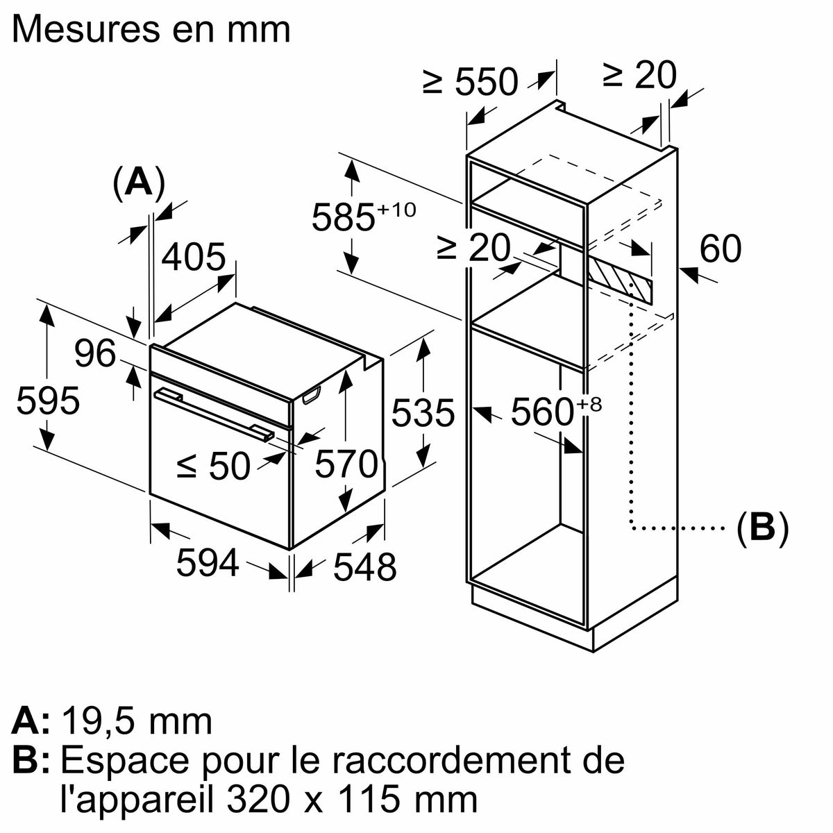Bosch HBA572BW3F, Série 4, Four, Encastrable, Blanc