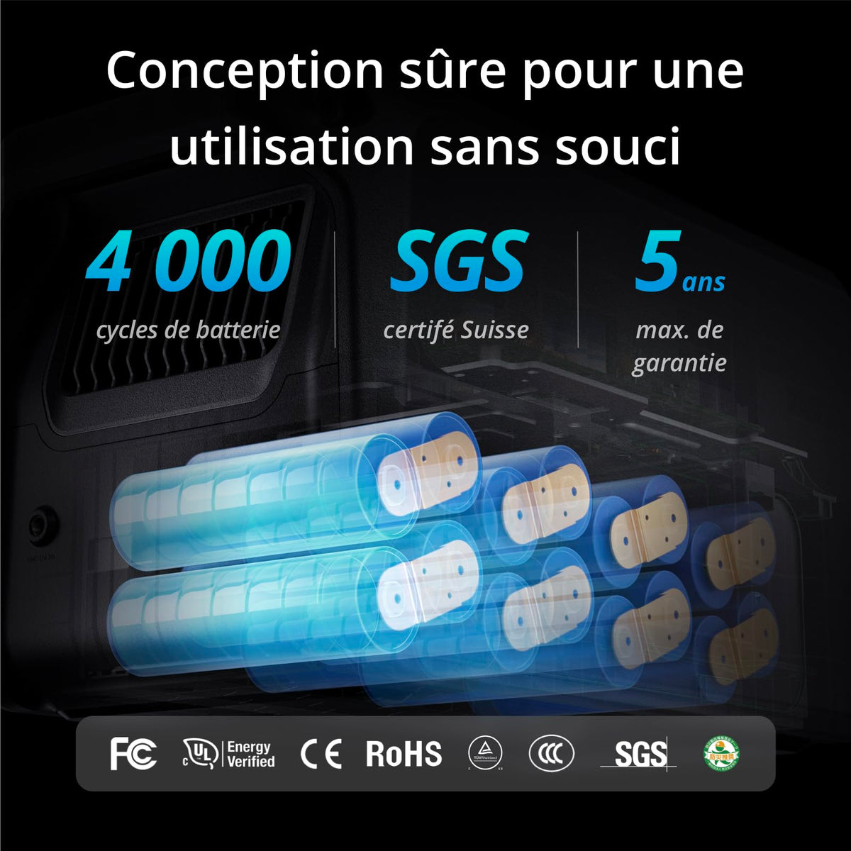 DJI Power 1000, Station Électrique Portable, Batterie LFP (LiFePO4) de 1 024 Wh, Charge Rapide de 70 Min, Sortie Stable de 2 200 W, Générateur d’Électricité Domestique, Camping & VR, Hors Réseau