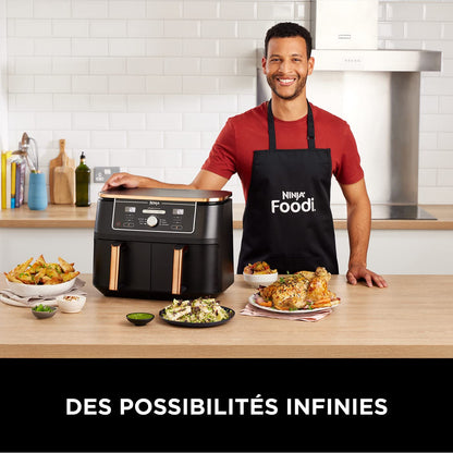 Ninja Foodi MAX Dual Zone Air Fryer, Friteuse sans huile, 2 tiroirs, 9,5 L, 6-en-1 (Air Fry, Max Crisp, rôtir, cuire, réchauffer, déshydrater), exclus