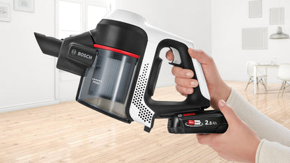 Bosch Electroménager Unlimited 6, BCS611AM, aspirateur Balai Rechargeable sans Fil, autonomie de 30 Min, performant sur différents Types de Sol, Accessoires Inclus, Blanc