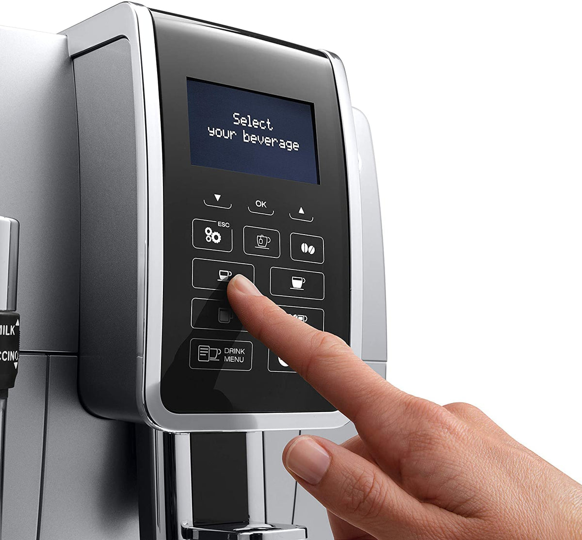De'Longhi Dinamica, Machine expresso avec broyeur, ECAM 350.35 SB, 2L,Argent et Noir & DLSC060 Pichet à lait 350ml, Acier Inoxydable