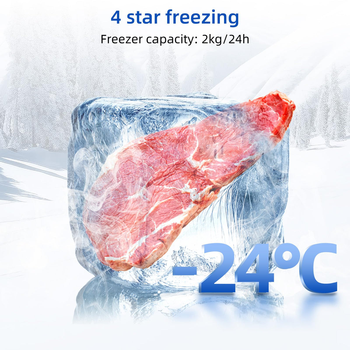 CHIQ Réfrigérateur congélateur en haut Réfrigérateur congélateur - 86 L (61/25L) - Portes réversibles, Congélateur 4 étoiles, Machine à glaçons, Garantie compresseur 12 ans, Classe E