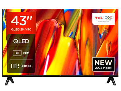 TCL 43V5C – TV QLED Direct LED Smart Full HD 43" avec Android TV & HDR - Compatible avec Google Cast & Google Home, Design Mince