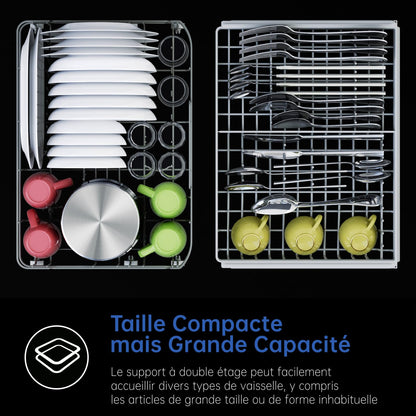AIRMSEN Lave-vaisselle de Table Mini Lave-vaisselle avec 7+2 Programmes, Fonction Sel Adoucissant Commande Tactile Affichage à LED Réservoir d'Eau 5L, Lave-vaisselle Compact pour Appartements Dortoirs