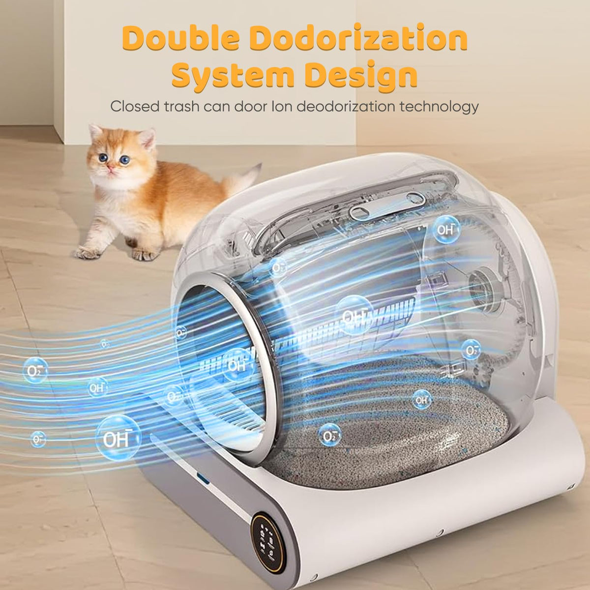 Litiere Chat Autonettoyante Bac à Litter Automatic 65L Bac à Litière pour Chat Automatique, Contrôle par Application, Anti-fuites/Pincement/pour Plusi