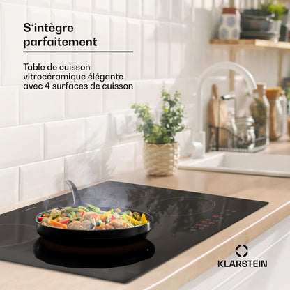 Klarstein Plaque Induction 6500W, Plaque de Cuisson Electrique à Induction, Plaque Induction Encastrées 4 feux, Tables de Cuisson, Plaques chauffantes ThermoBoost, Rechaud Electrique pour la Cuisine